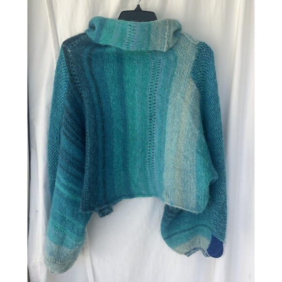 Free People Cloud Kicker Sweater XS S Ombre Blue Cowl Neck Alpaca Blend Balloon - Picture 9 of 12
